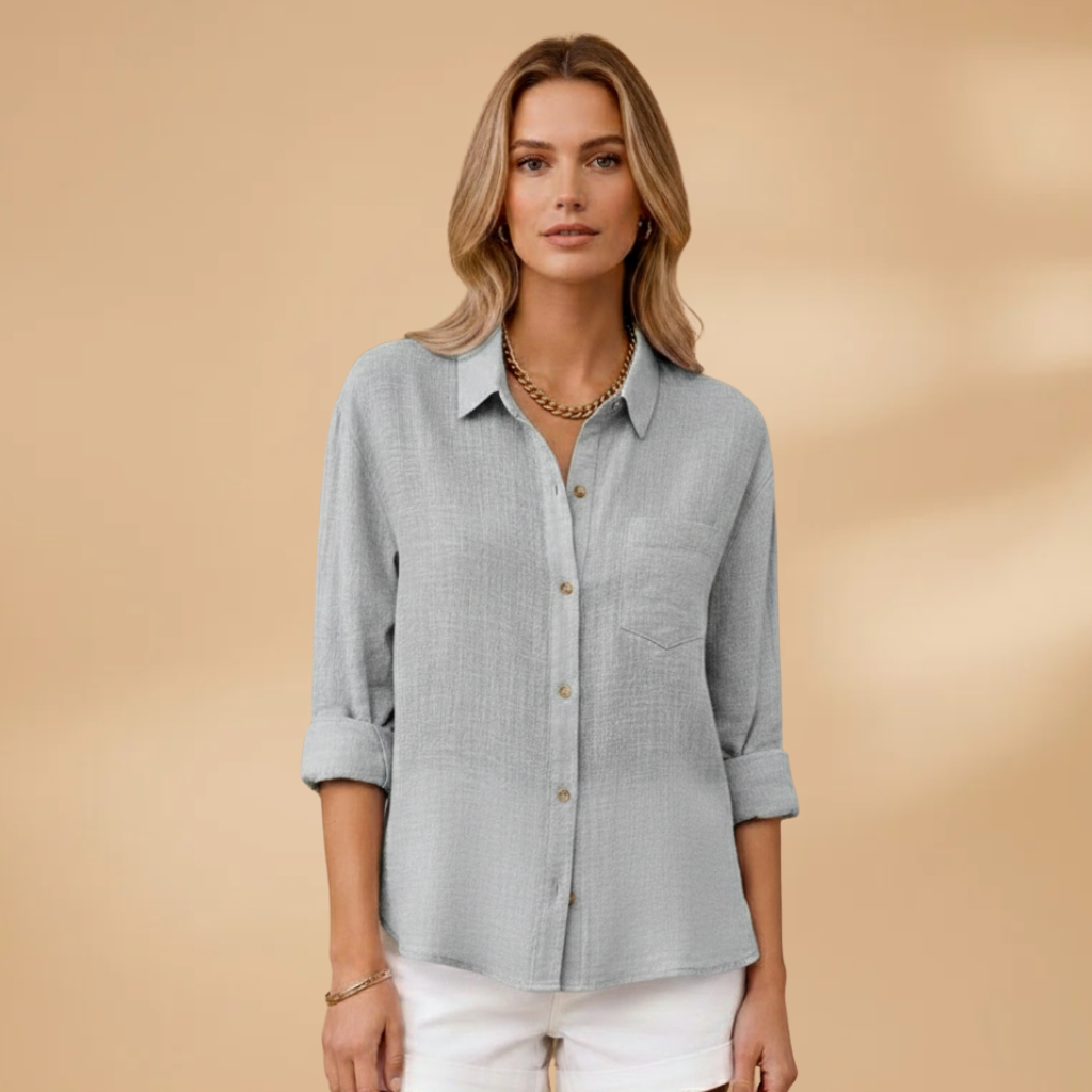 Women's casual shirt - short sleeve buttoned pullover blouse for travel