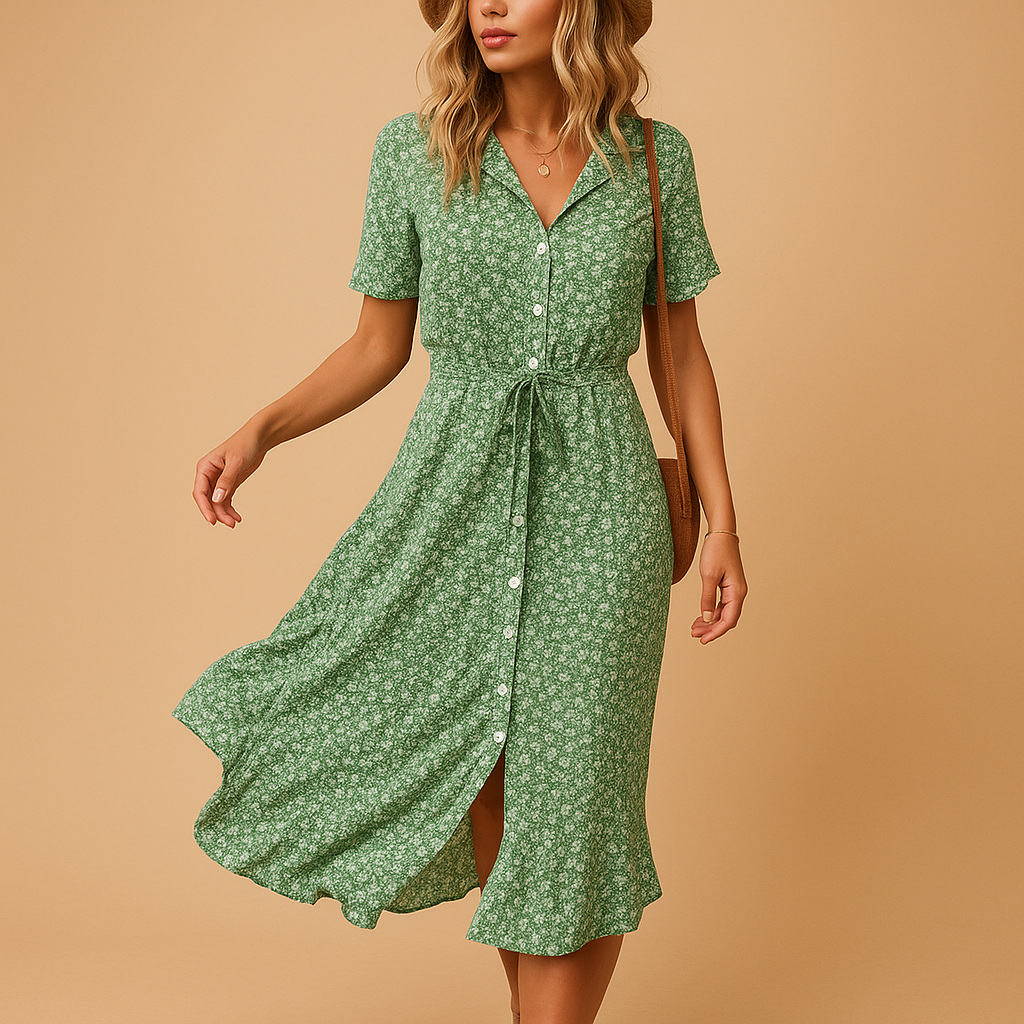 Button-Down Floral Midi Dress