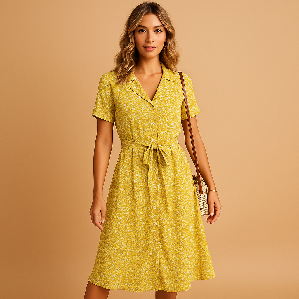 Button-Down Floral Midi Dress