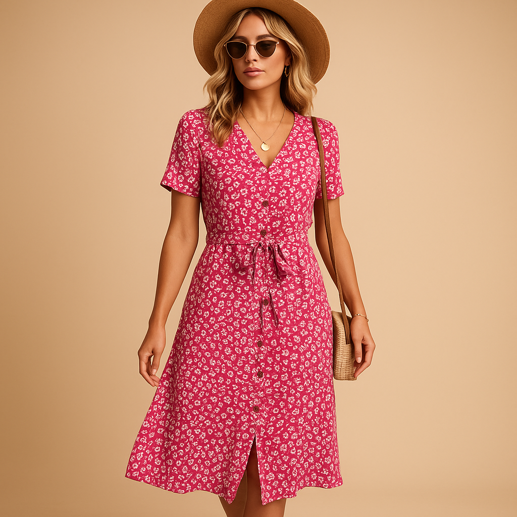Button-Down Floral Midi Dress