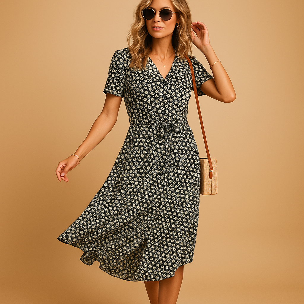 Button-Down Floral Midi Dress