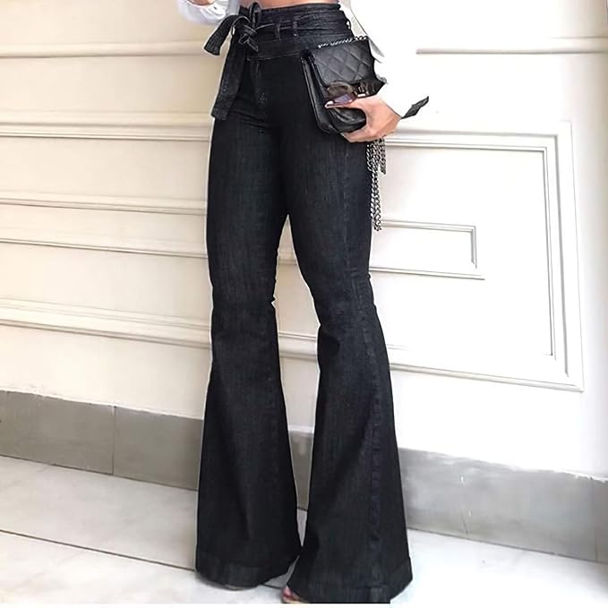 Women's Flare Jeans Denim Blend High Waisted Sculpting Fit Casual Everyday