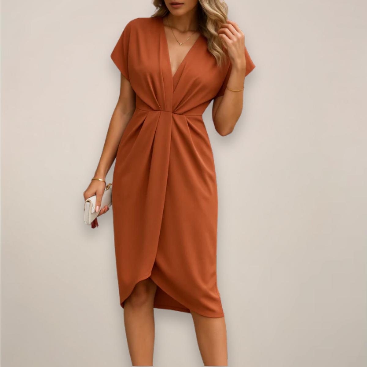 Women's V-Neck Midi Wrap Dress