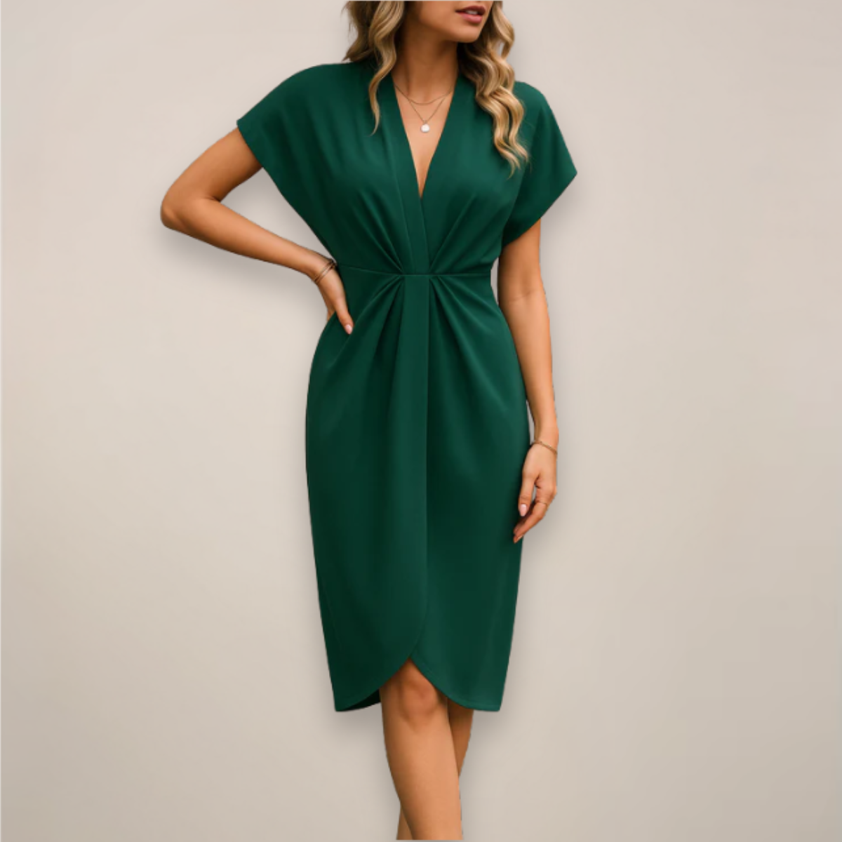 Women's V-Neck Midi Wrap Dress