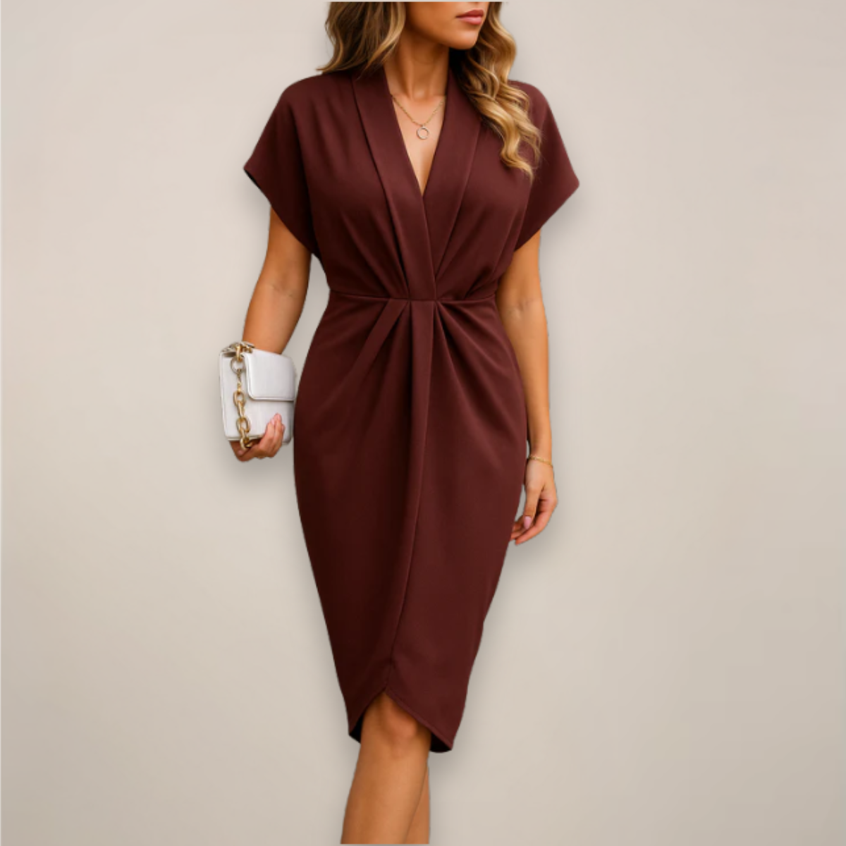 Women's V-Neck Midi Wrap Dress