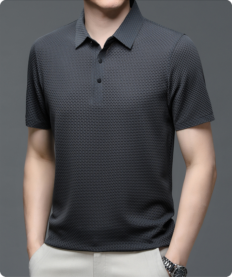Men's short sleeve knit polo — breathable slim fit — active outdoor leisure