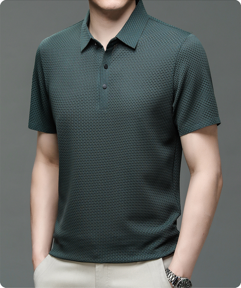Men's short sleeve knit polo — breathable slim fit — active outdoor leisure