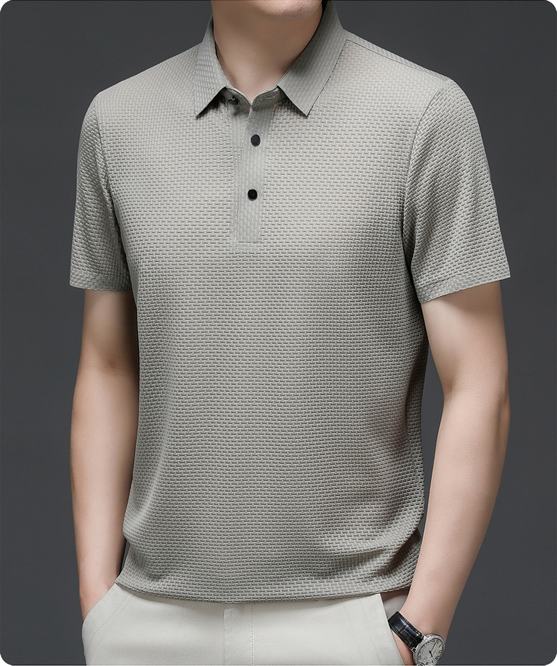 Men's short sleeve knit polo — breathable slim fit — active outdoor leisure