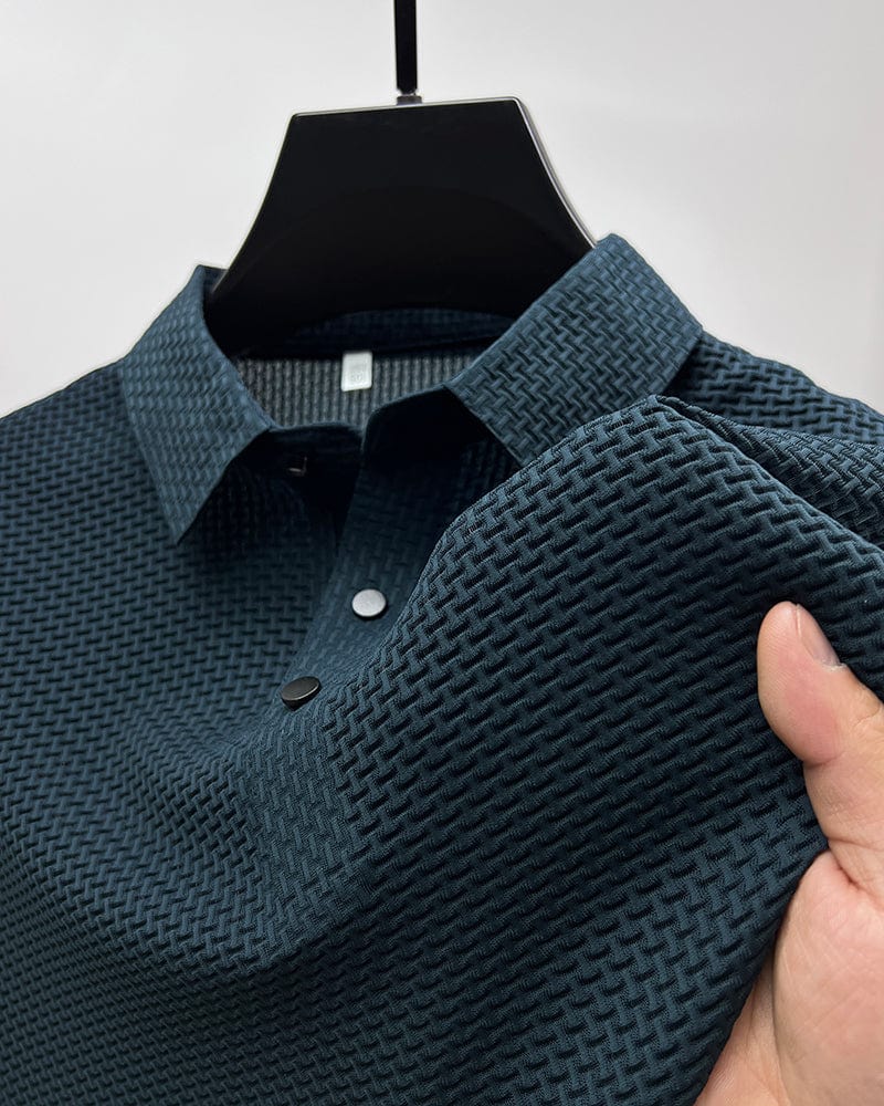 Men's short sleeve knit polo — breathable slim fit — active outdoor leisure