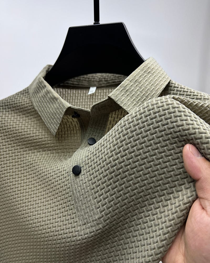Men's short sleeve knit polo — breathable slim fit — active outdoor leisure