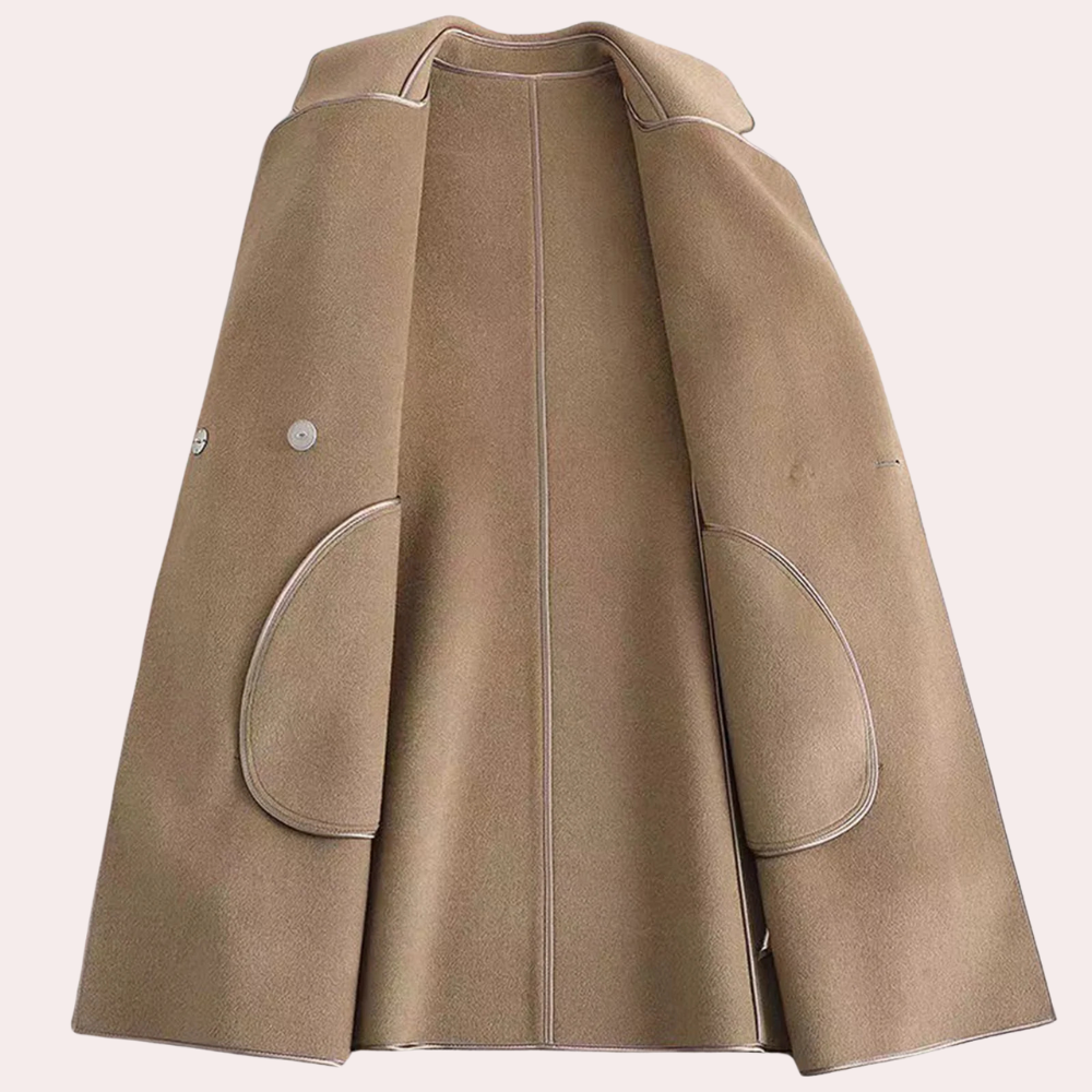 Women's Trenchcoat for Women Polyester Belted Long Jacket Winter