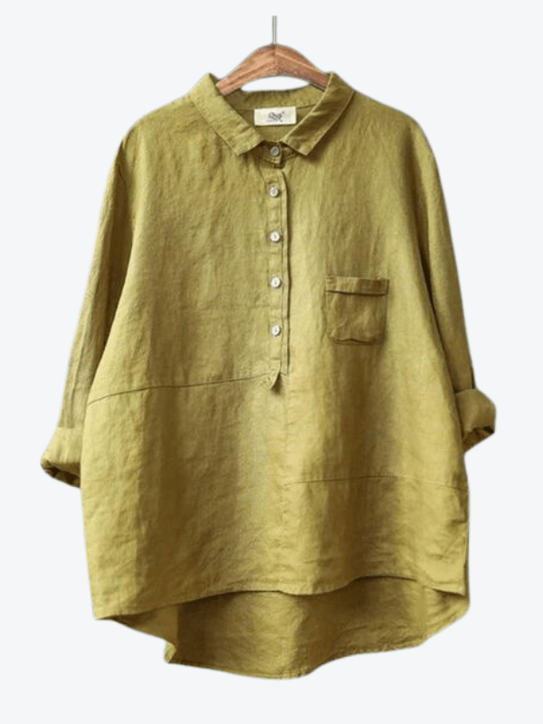 Women’s button up blouse — asymmetrical hem shirt | casual wear