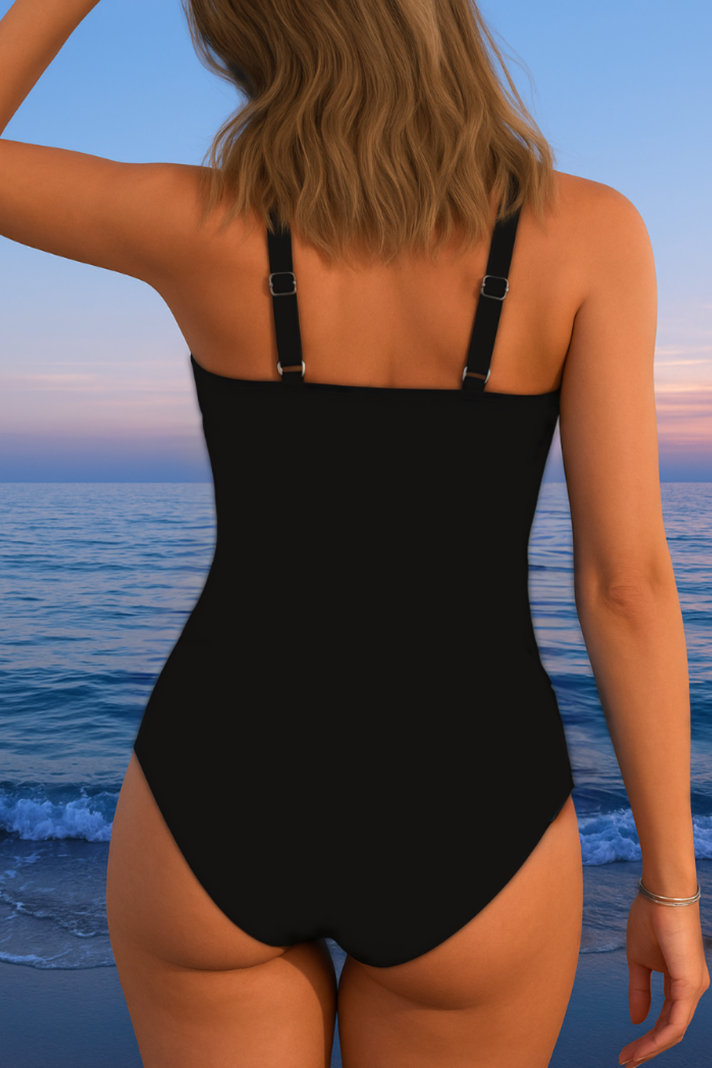 One-piece swimsuit — surplice neckline for beach and vacation