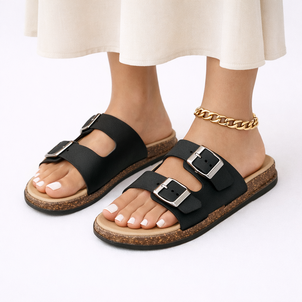 Comfort Buckle Slide Sandals
