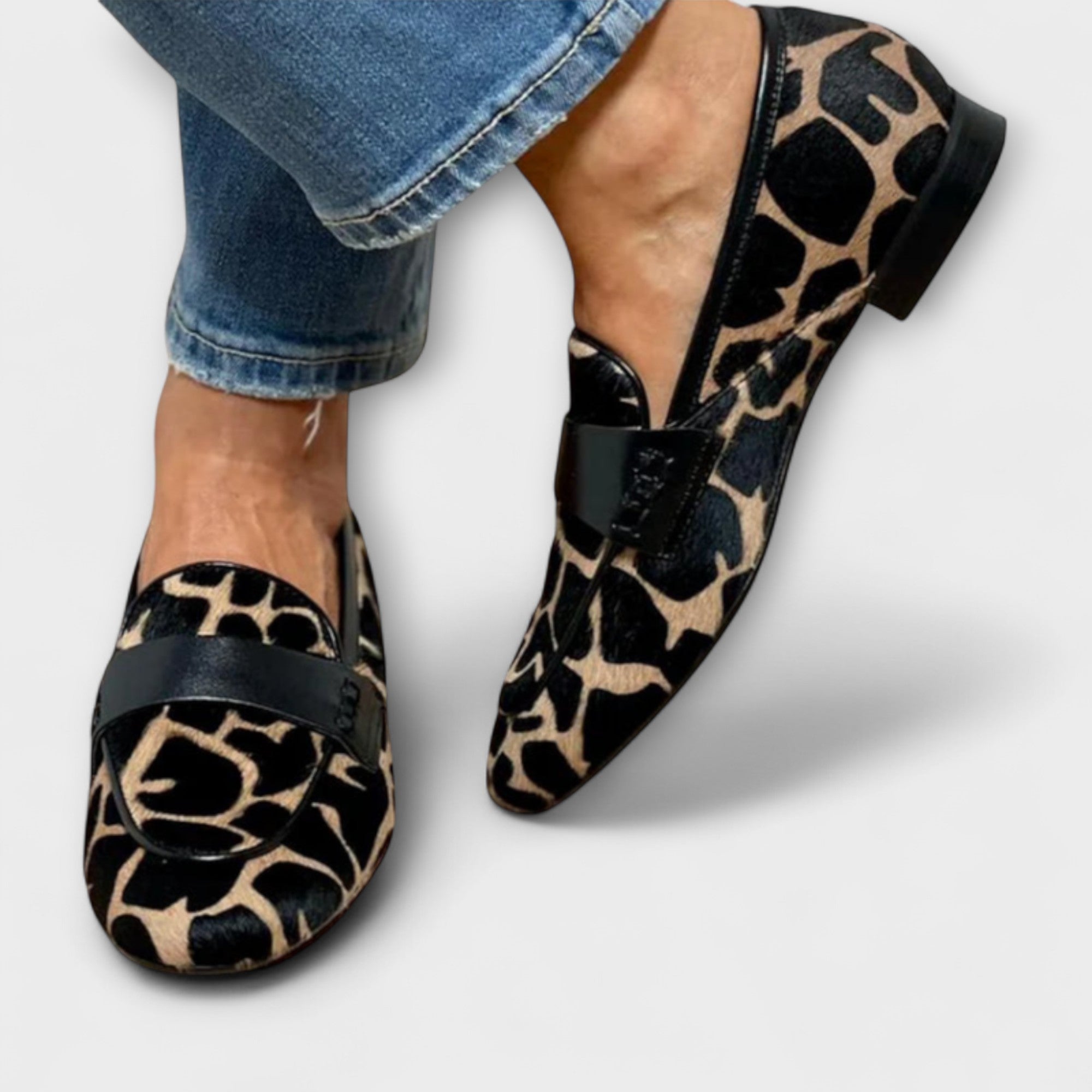 Women's loafers - printed textile upper flexible outsole casual look