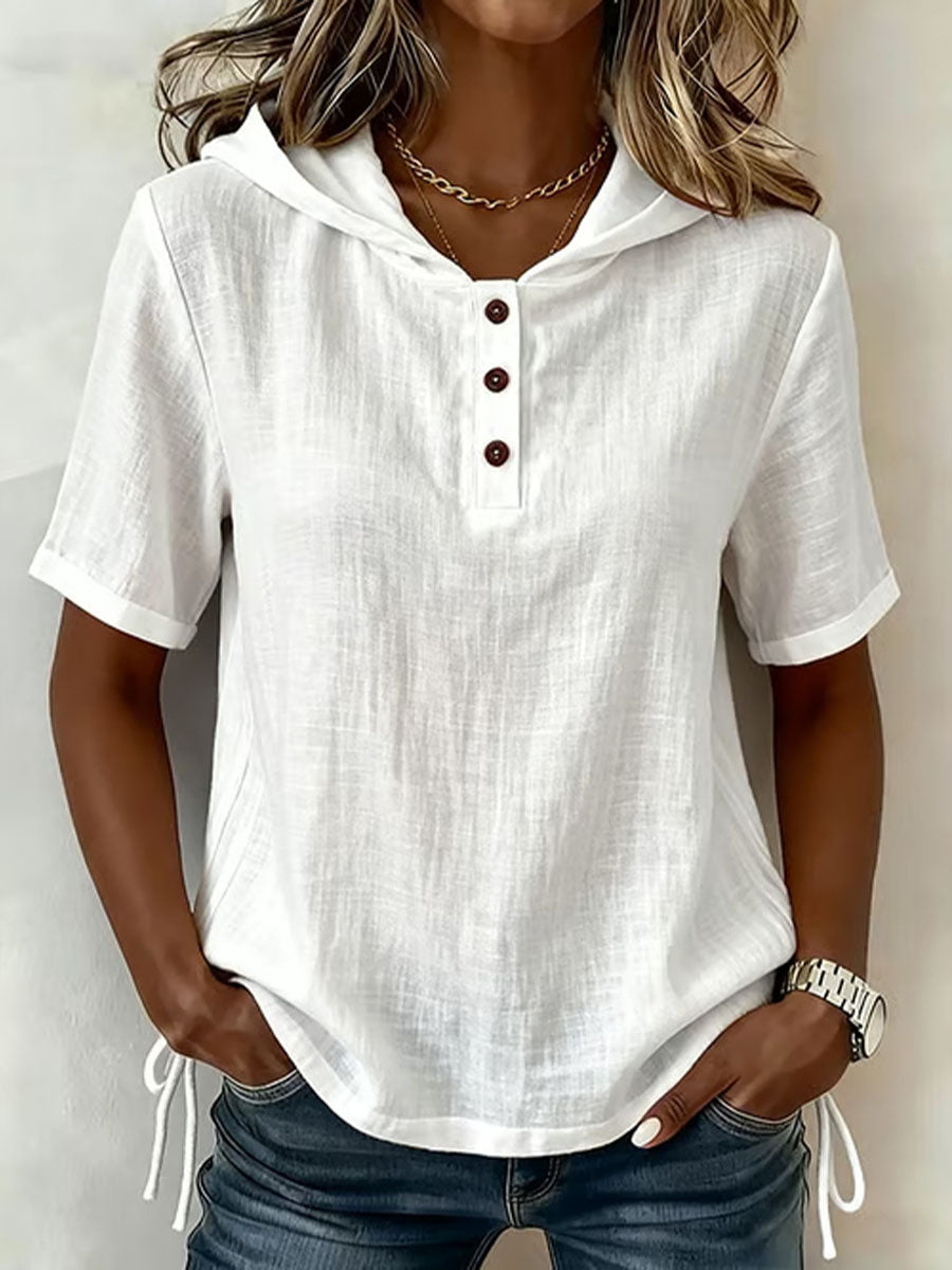 Hooded Linen Shirt For Women