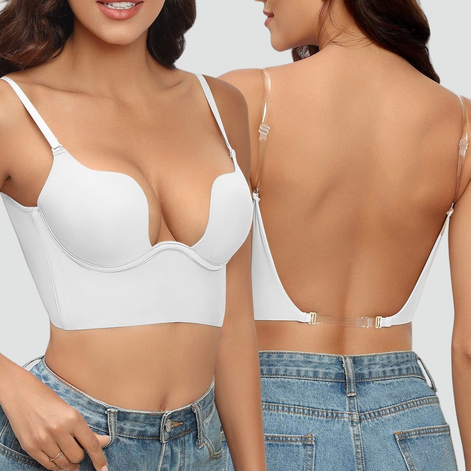 Women's backless deep plunge bra