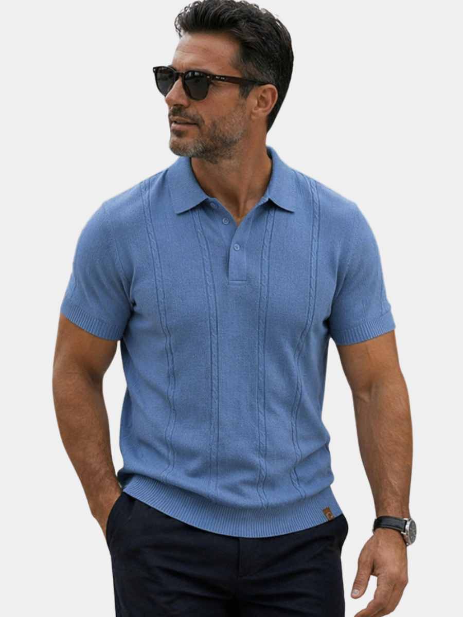 Polo shirt for men — modern fit ribbed texture — daily casual style