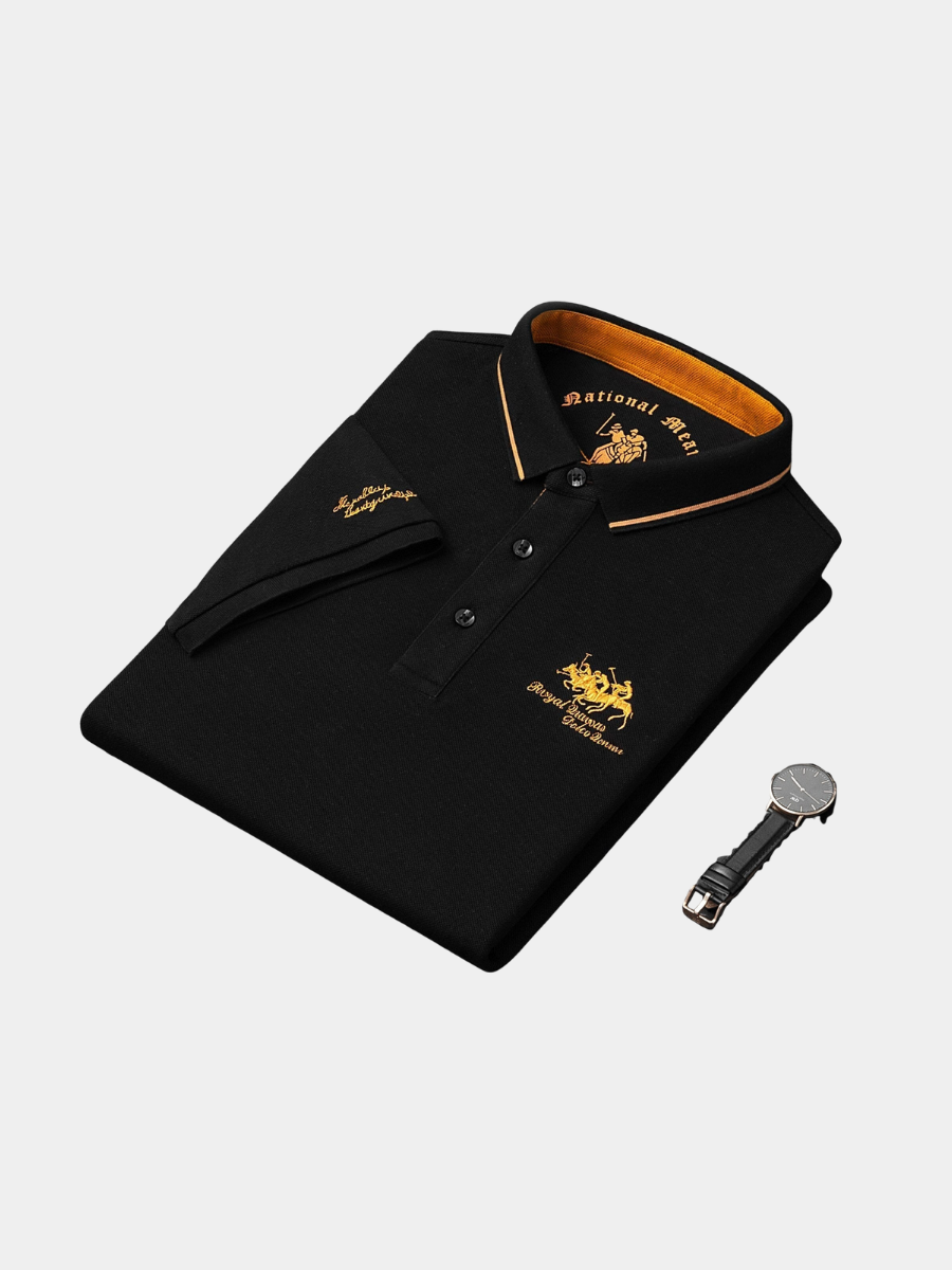 Men's short sleeve polo — contrast collar cotton fit — casual daily wear