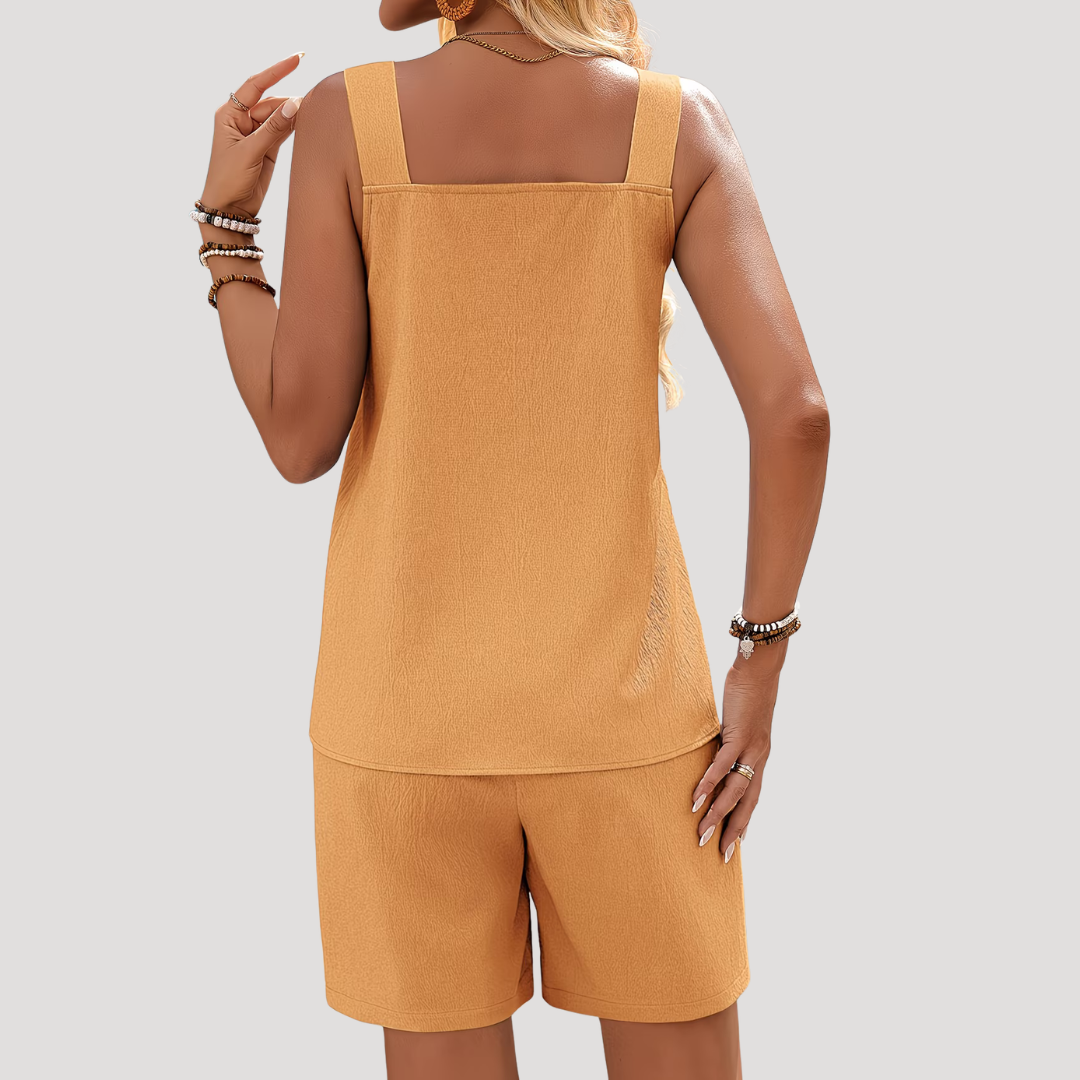 Women's Ring Accent Sleeveless Shorts Set