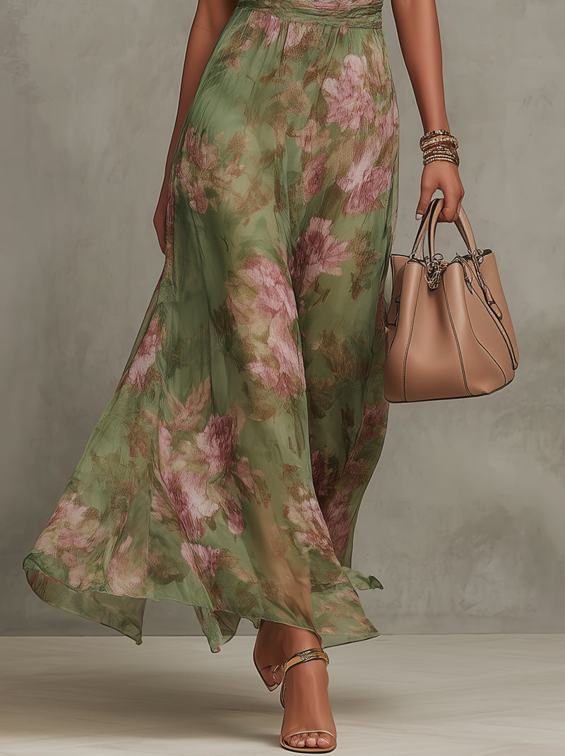 Floral Halter Neck Maxi Dress
