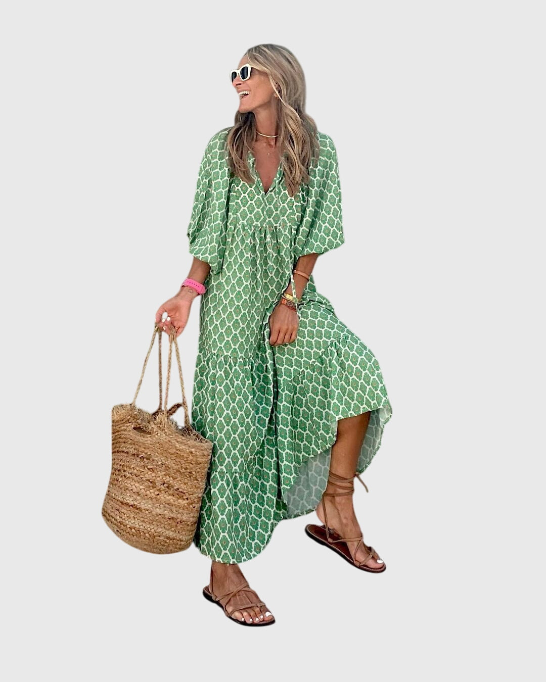 Bohemian maxi gown | printed relaxed fit long dress