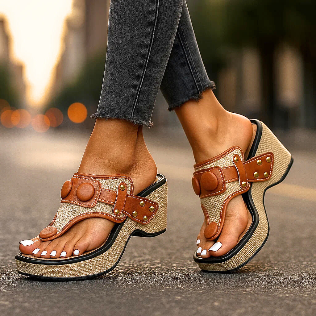 Wedge Platform Thong Sandals