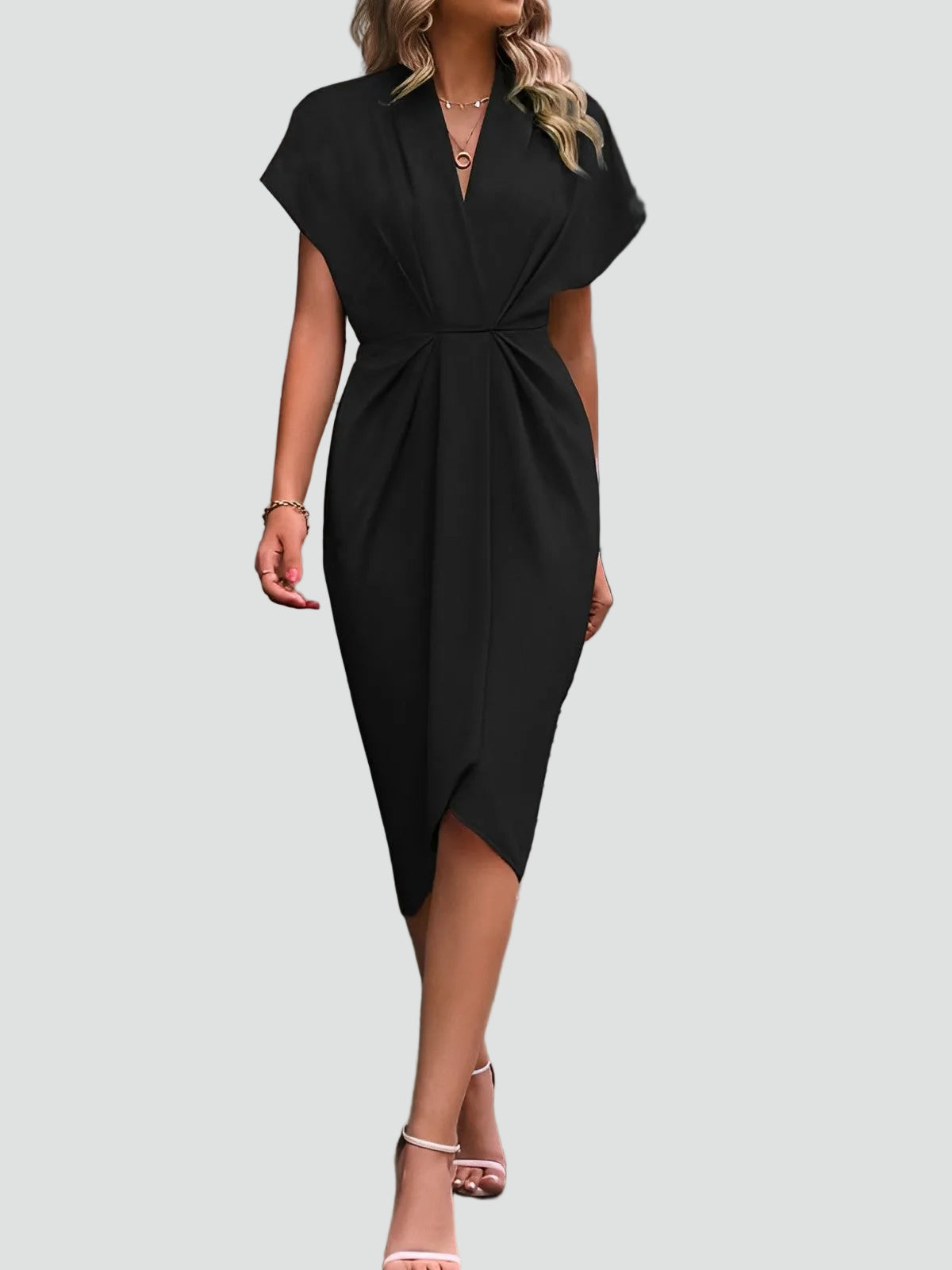 V-Neck Tailored Wrap Dress
