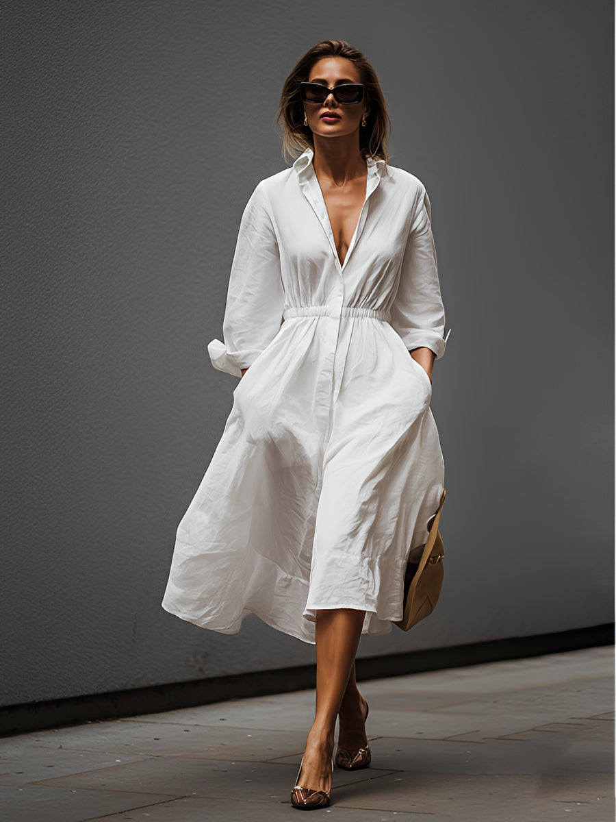 Linen Midi Shirt Dress