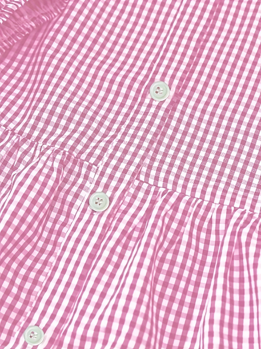 Cotton Gingham Tiered Mini Shirt Dress