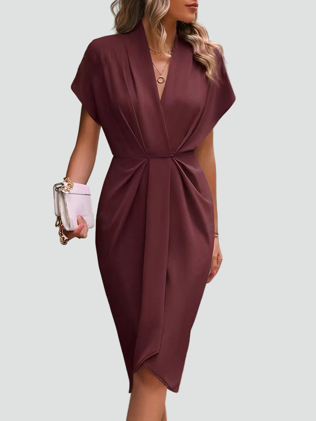 V-Neck Tailored Wrap Dress
