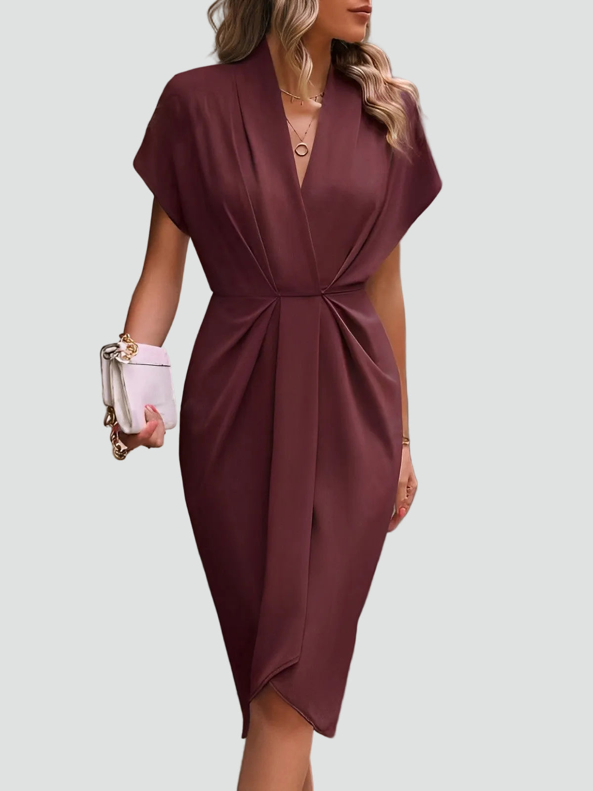 V-Neck Tailored Wrap Dress