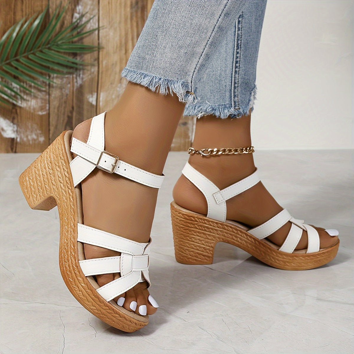 Women's Wedge Sandals Strappy Open Toe Cushioned Platform Lightweight Walking Shoes