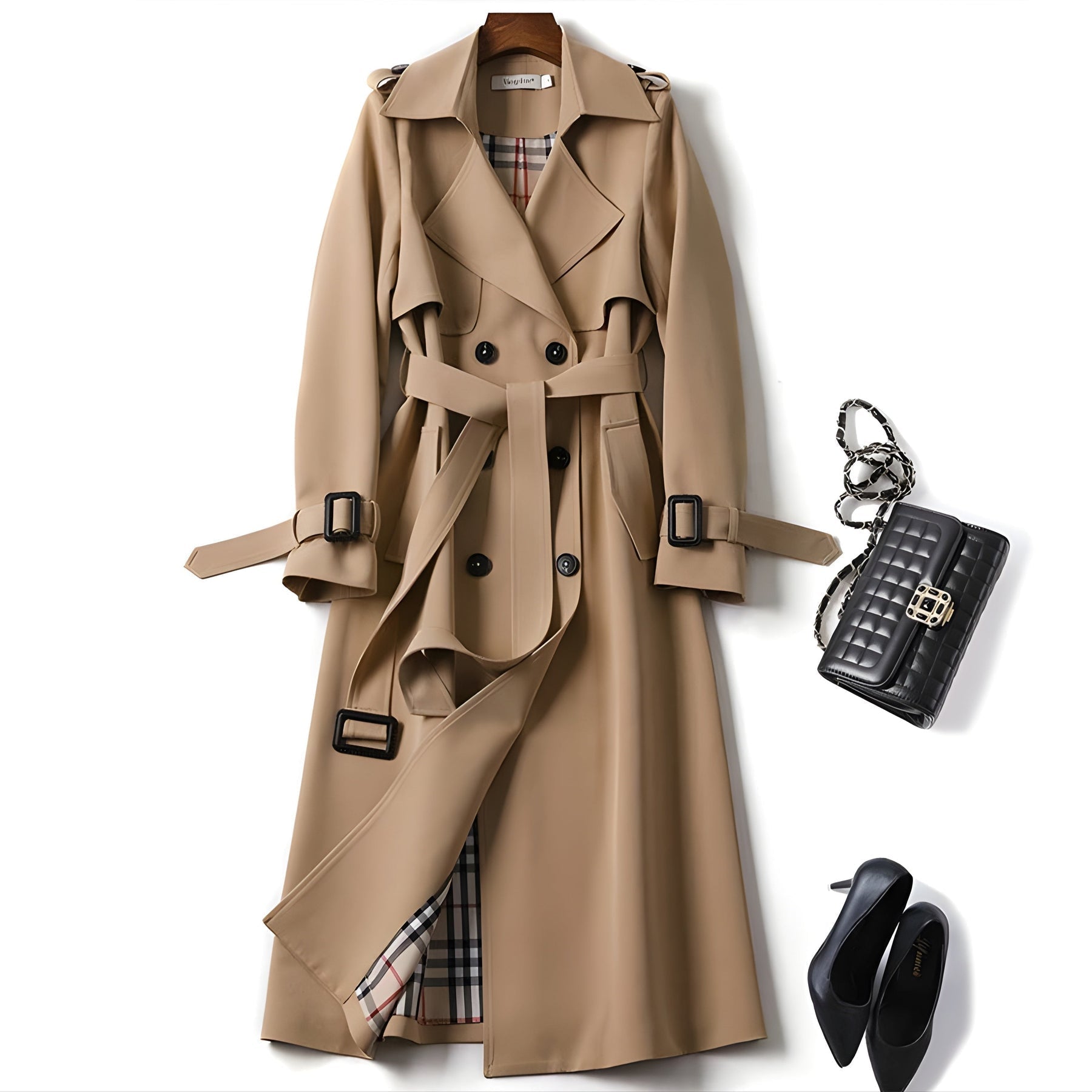 Women's Trenchcoat for Women Belted Double Breasted Outerwear