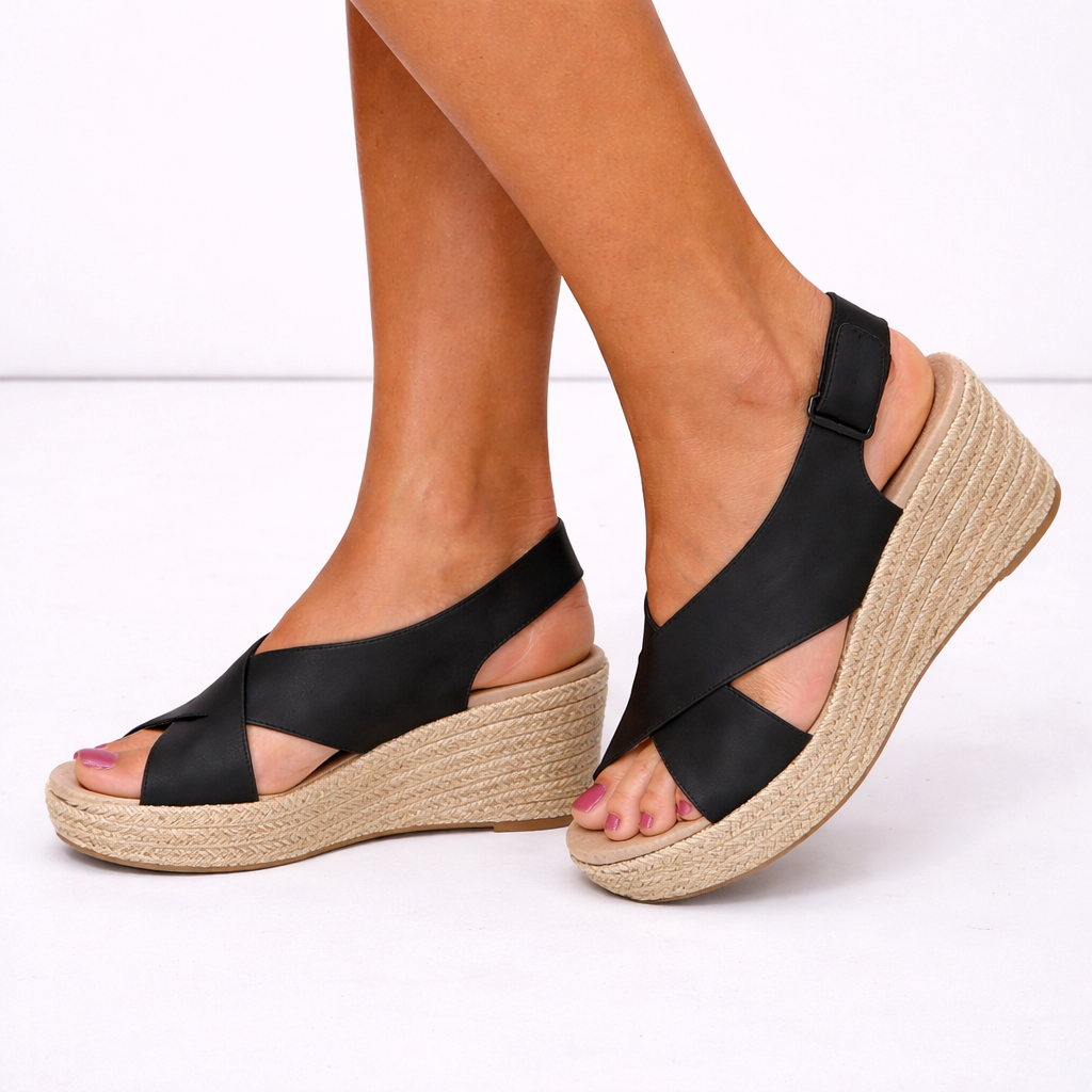Wedge Sandals With Crossover Straps
