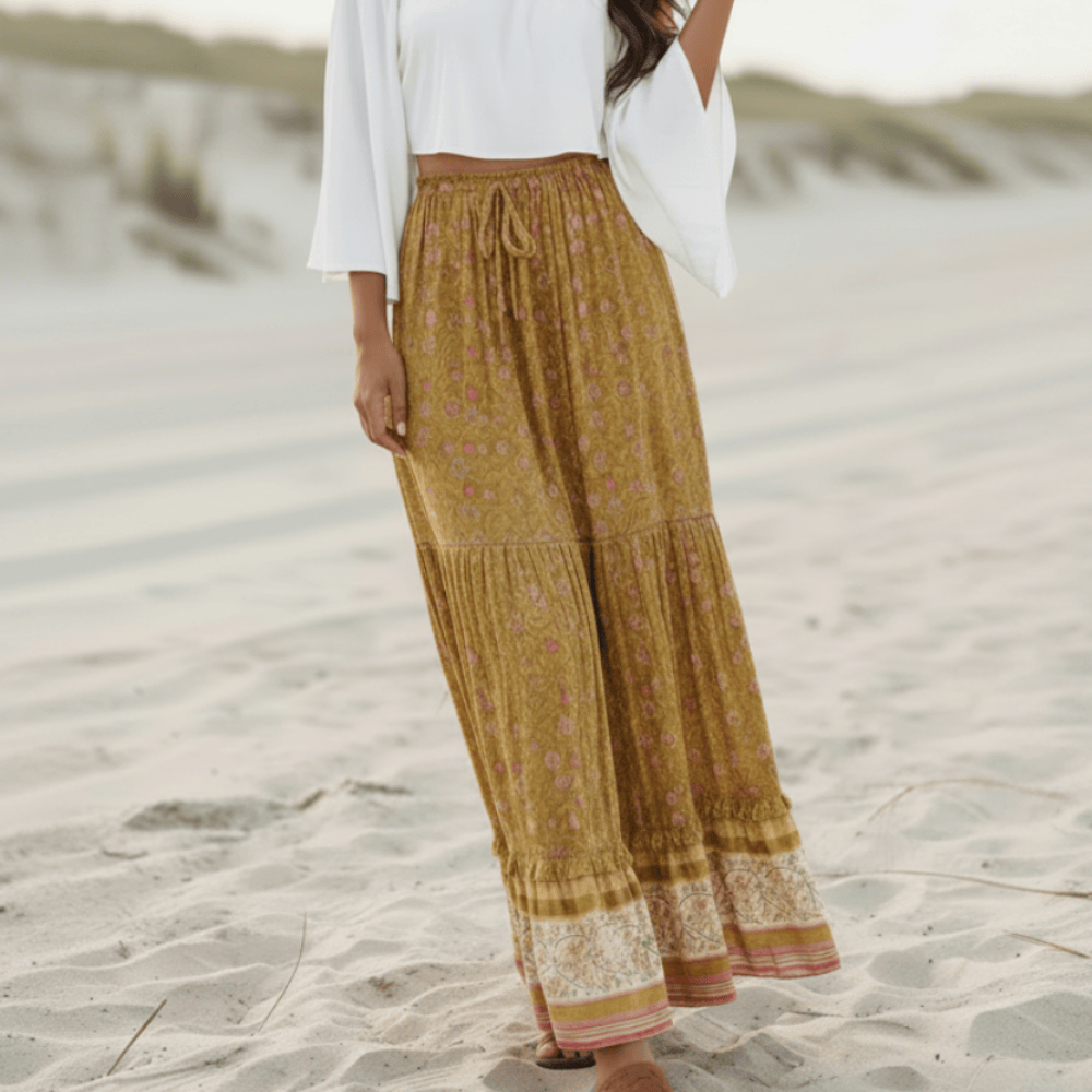 Maxi skirt for women — floral print loose fit — beach vacation