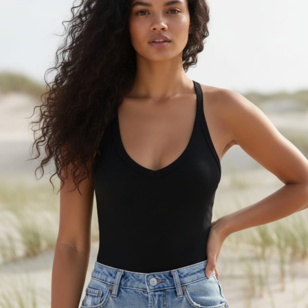 Crop top for women — cotton blend racerback tank — slim fit — casual daily