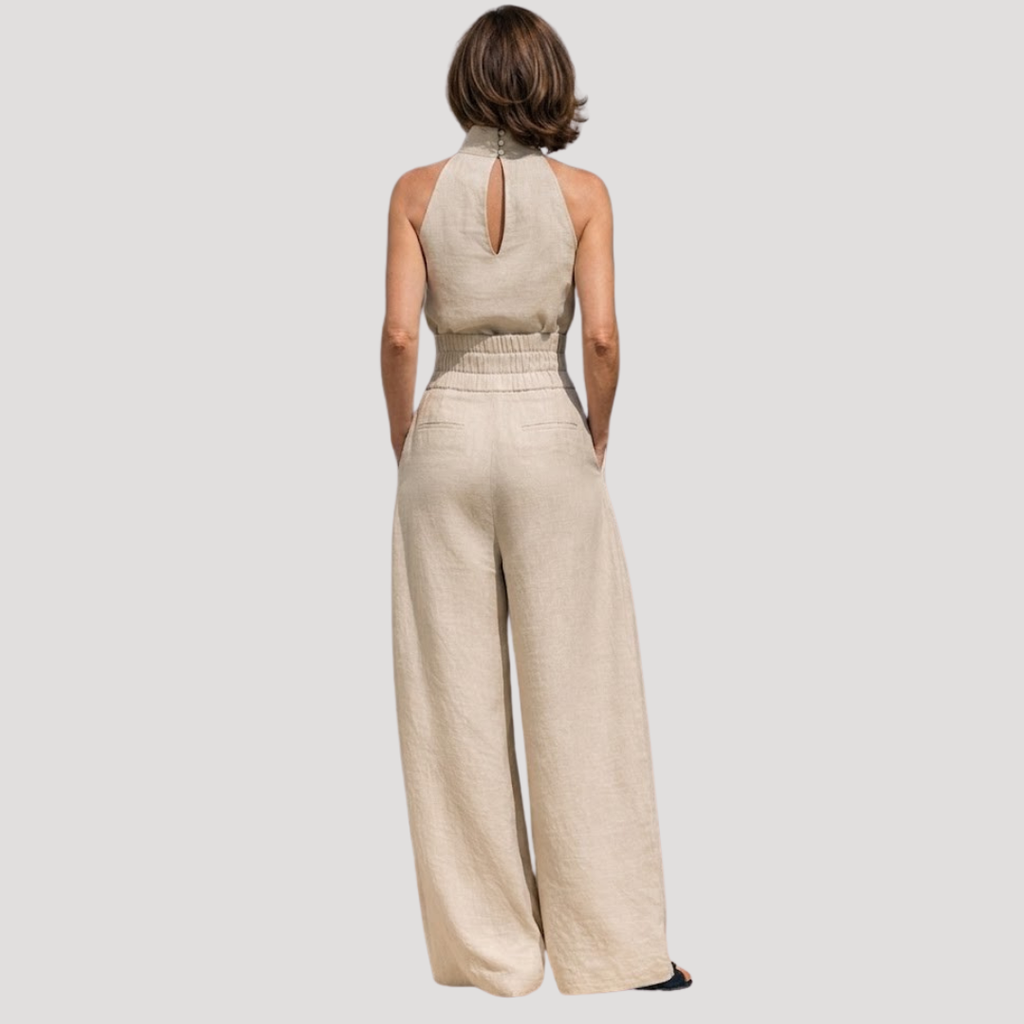 Women's Sleeveless Mock Neck Wide Leg Set