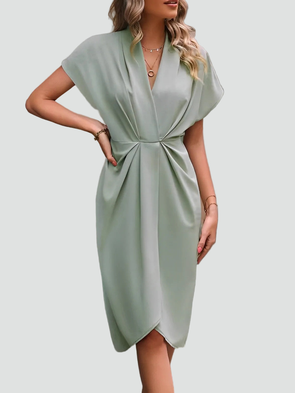 V-Neck Tailored Wrap Dress