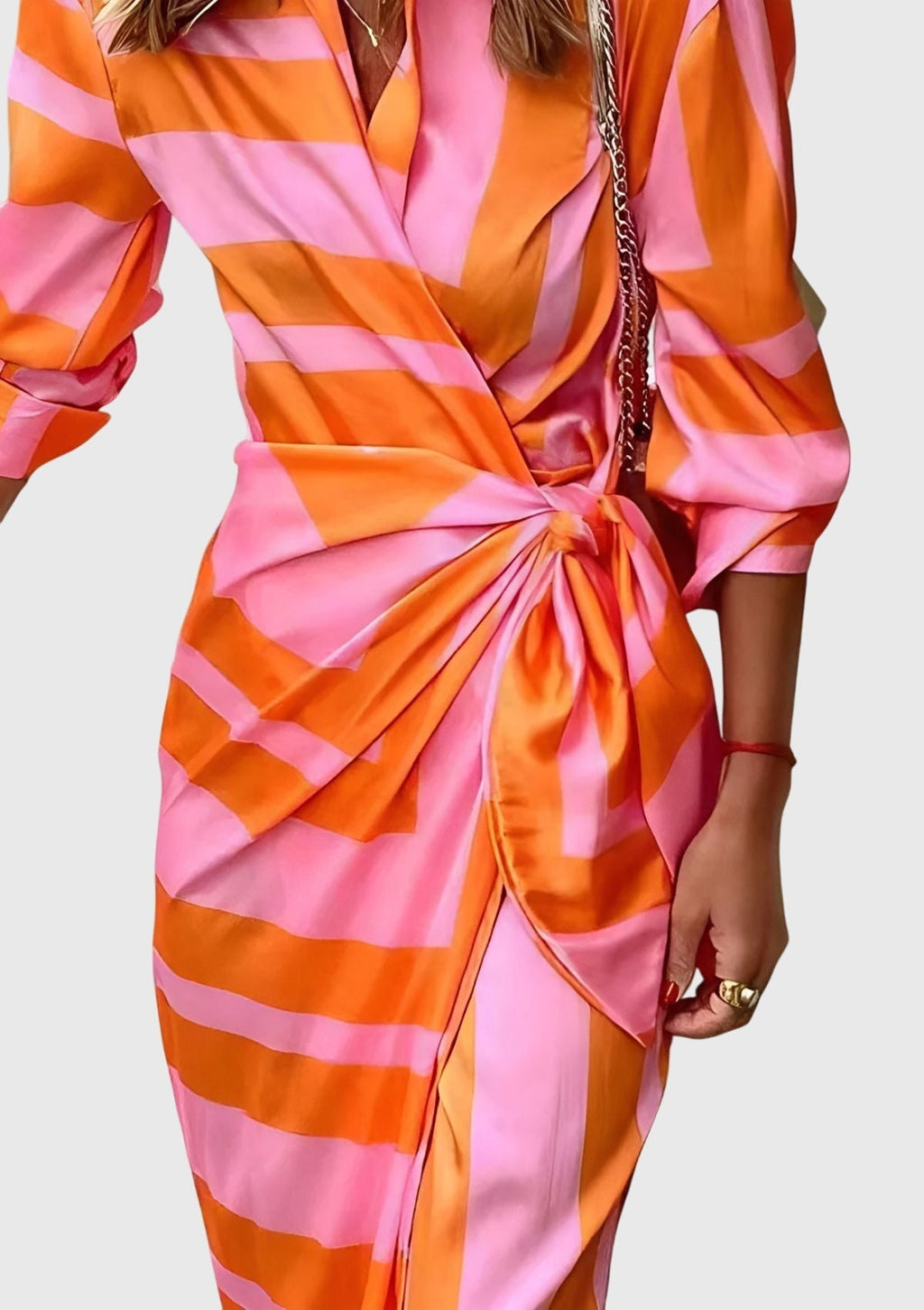 Midi wrap dress | printed collar dress for daily wear