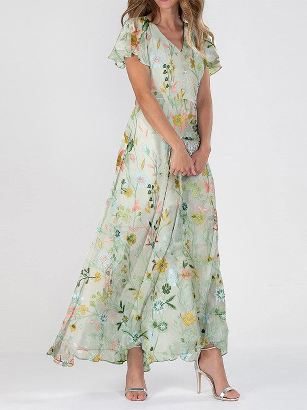 Women's floral maxi dress | V-neck fit for summer occasions