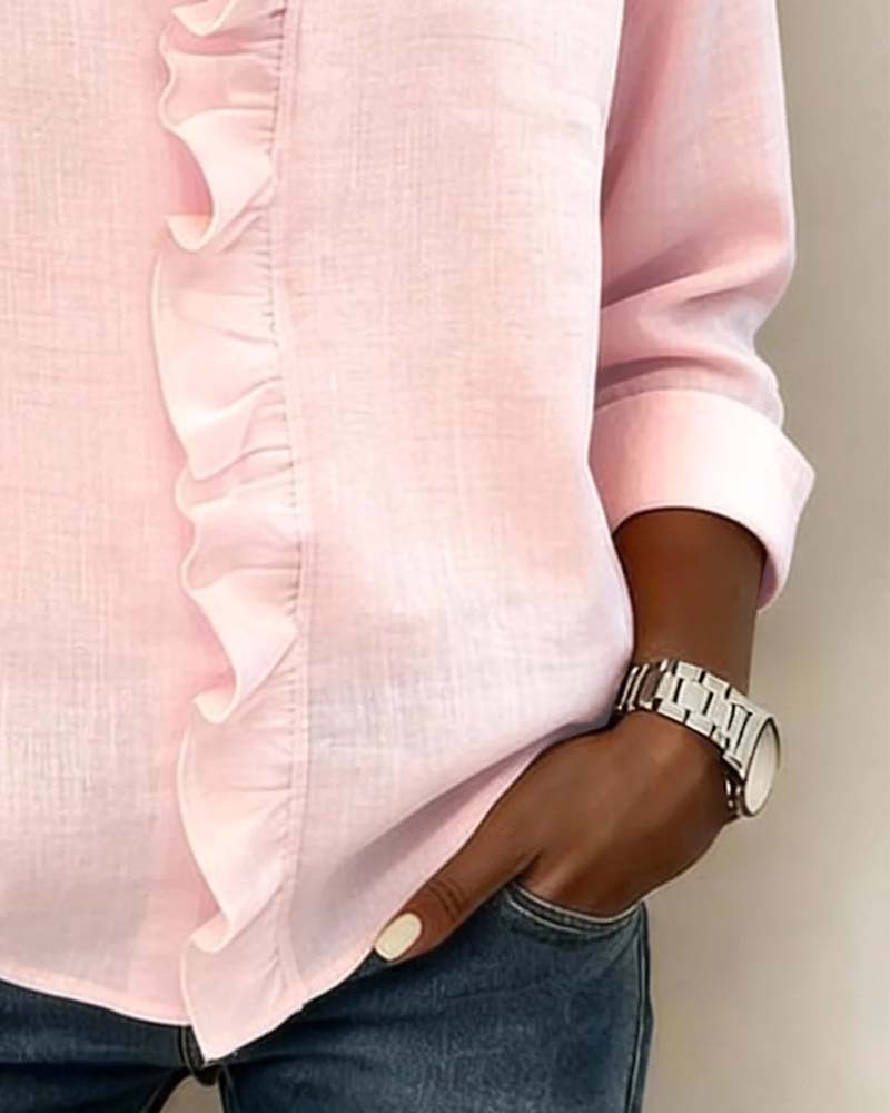 Women's ruffle blouse - loose flowing fit office setting