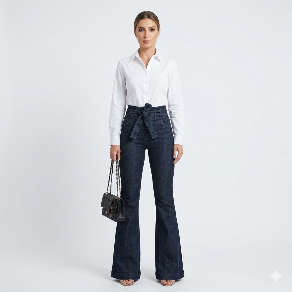 Women's Flare Jeans Denim Blend High Waisted Sculpting Fit Casual Everyday