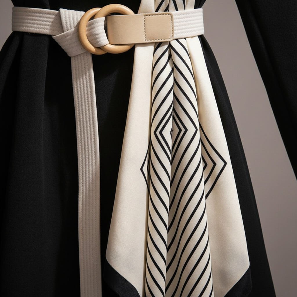 Women's Trenchcoat for Women Belted Scarf Detail Outerwear