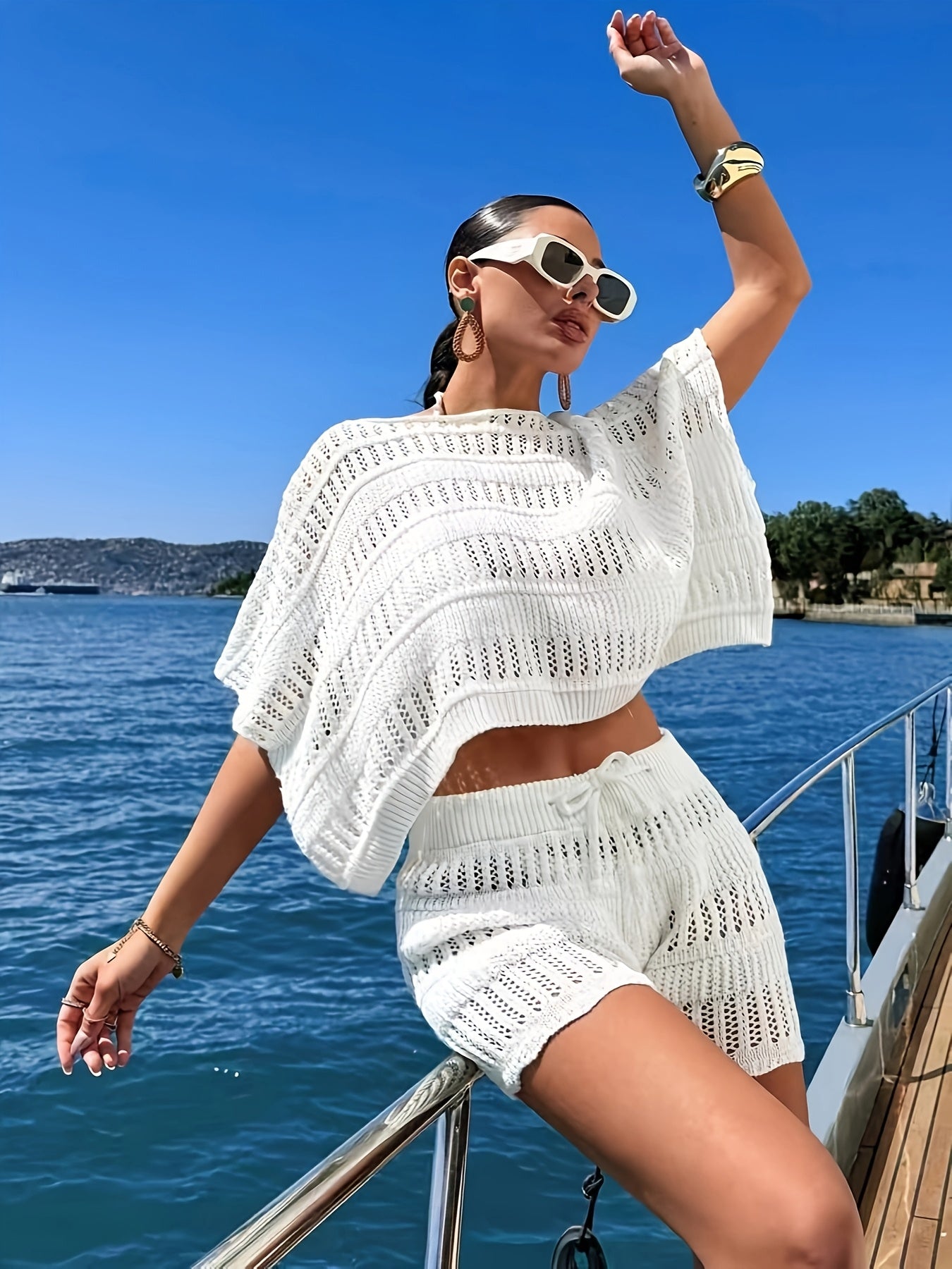 Women's Crochet Knit Two-Piece Set