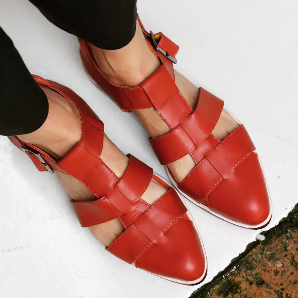 Women’s flat sandals — woven leather straps | casual daily wear