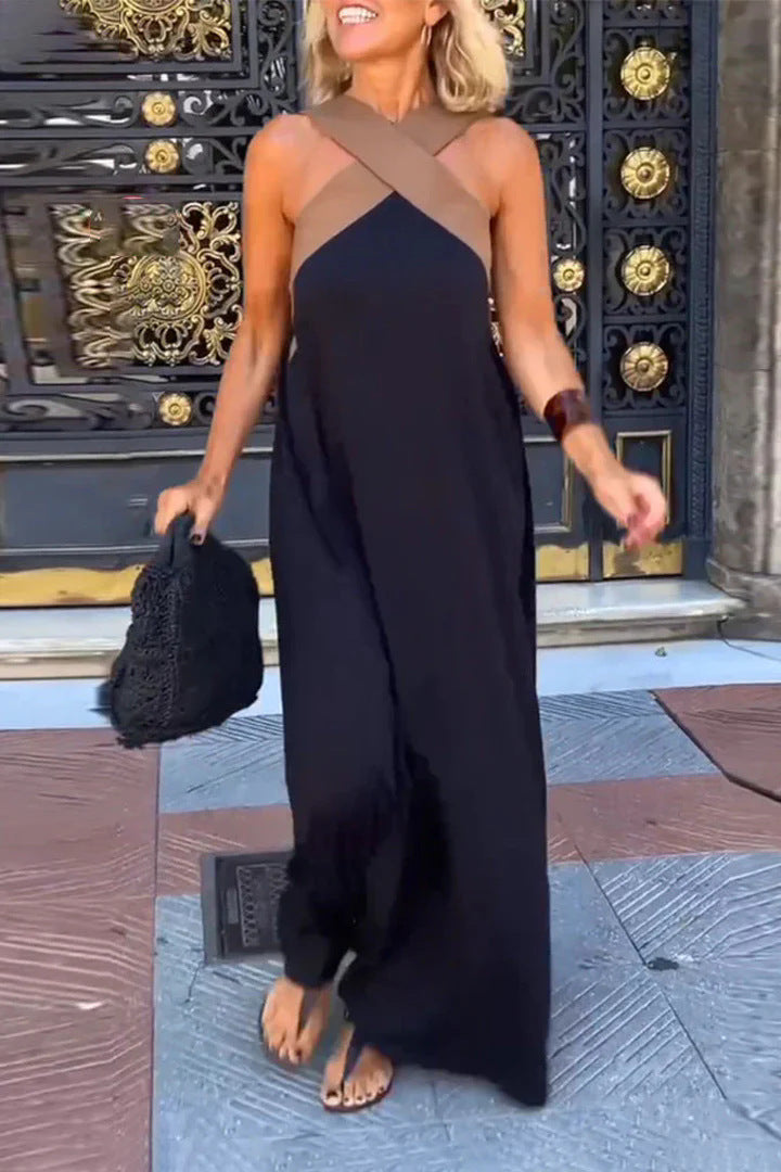 Women's Maxi Dress Cross Neck Sleeveless Summer