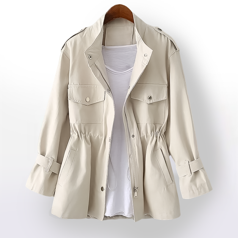 Women's Trenchcoat Belted Notch Collar Classic Structured Workwear