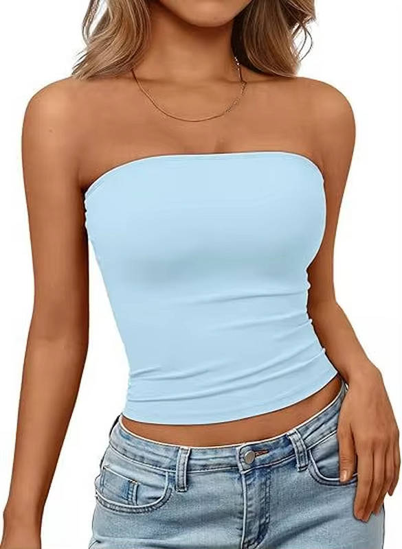 Bandeau crop top for women — seamless stretch fit — casual summer