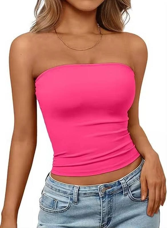 Bandeau crop top for women — seamless stretch fit — casual summer